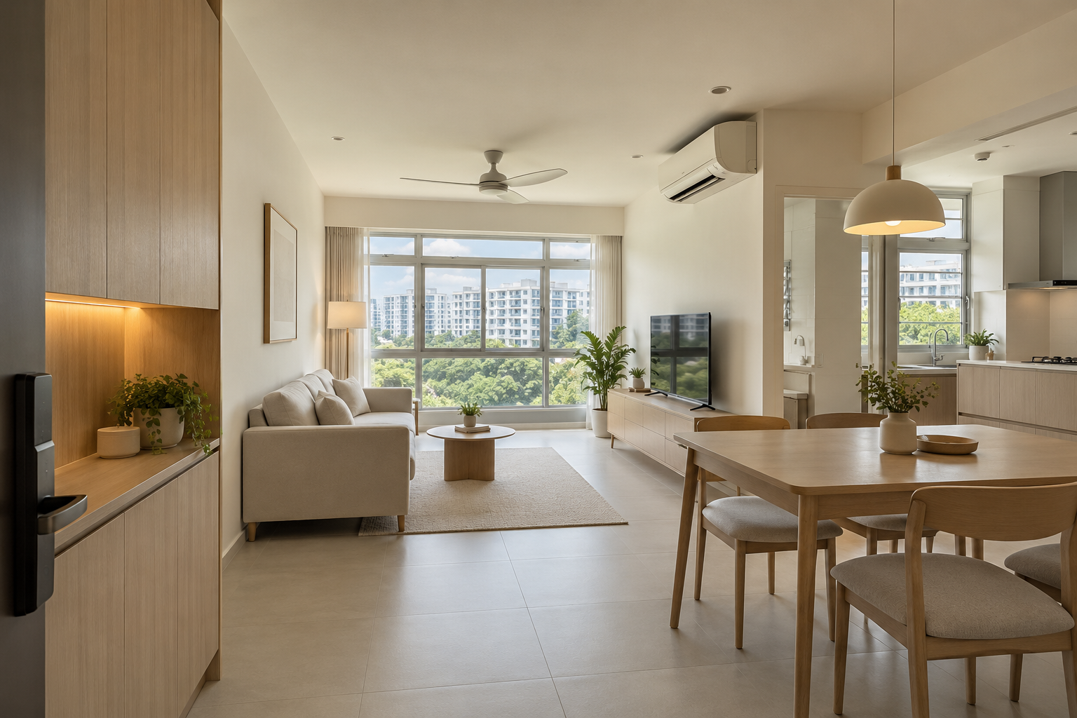 Sunlit newly renovated Singapore HDB living room